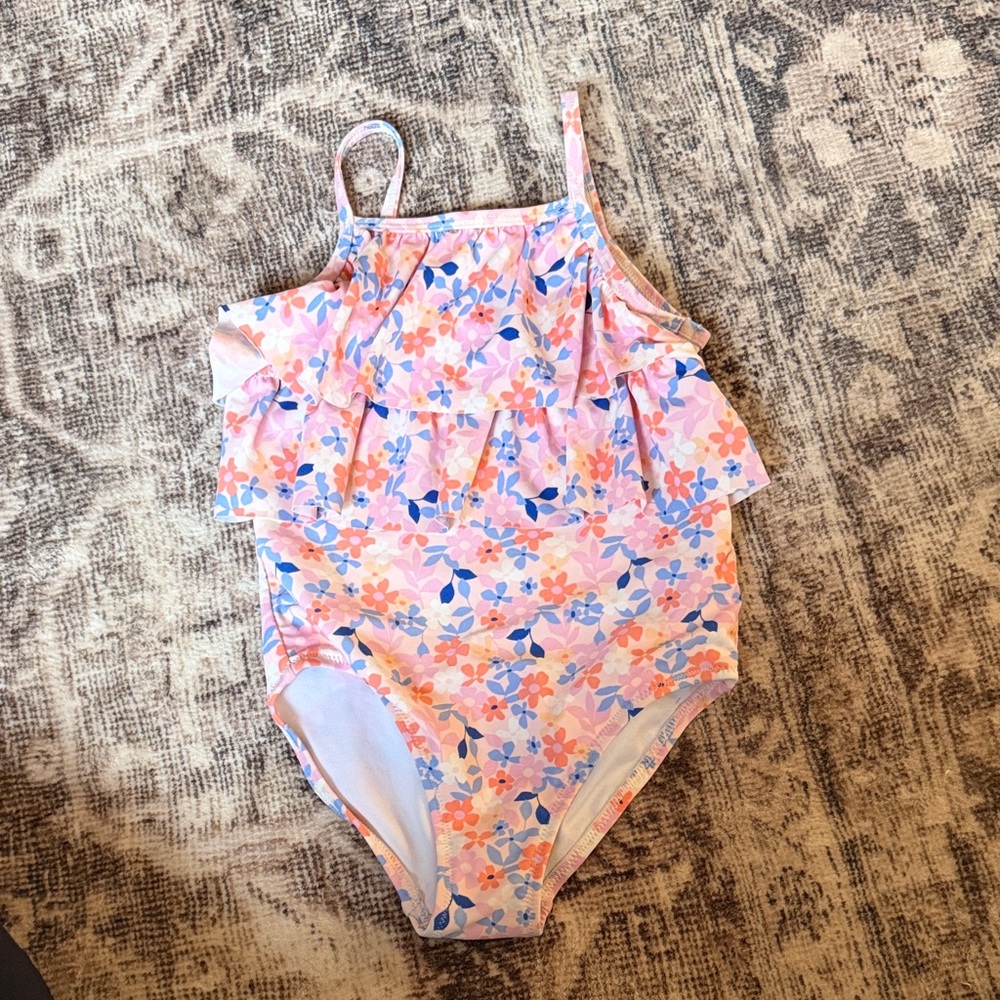 Carter's Pink and Blue Floral Kids Swim One Piece